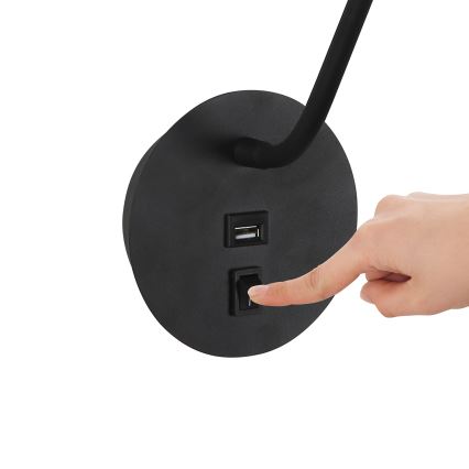 Brilagi - Flexible LED-Wandleuchte mit USB-Anschluss MAYA LED/3W/230V 4000K schwarz