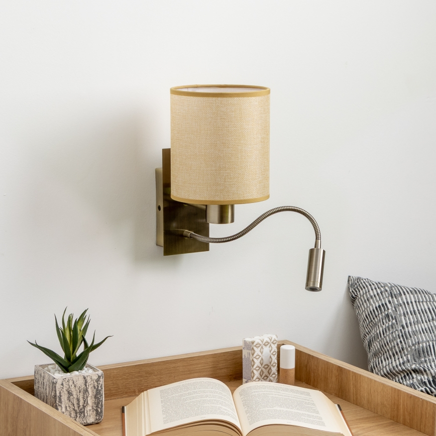 Brilagi - Flexible LED-Wandleuchte NUBILA 1xE27/25W/230V + LED/3W Messing/hellbraun