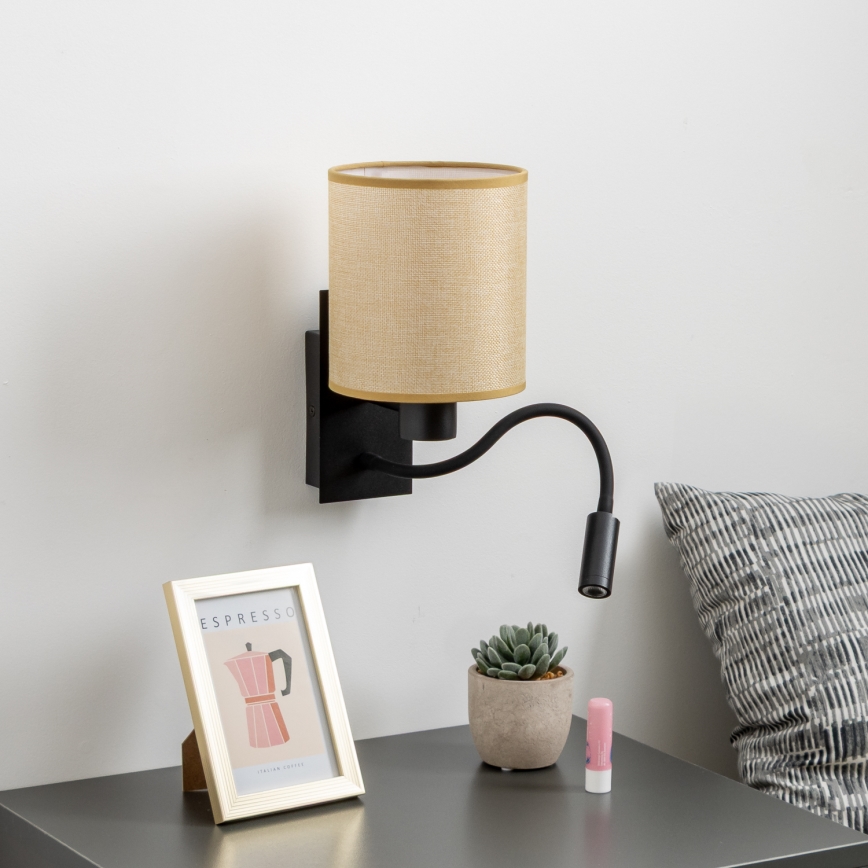 Brilagi - Flexible LED-Wandleuchte NUBILA 1xE27/25W/230V + LED/3W schwarz/hellbraun