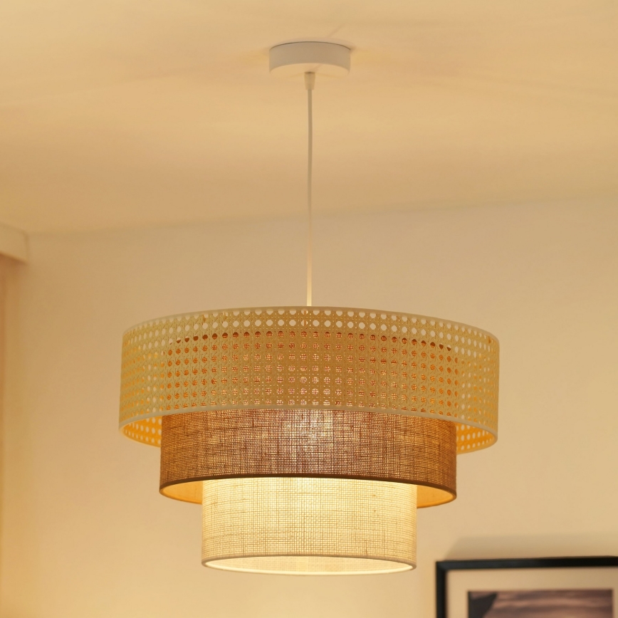 Brilagi - Hängeleuchte an Kabel CEDAR LUNETA 1xE27/15W/230V Ø 45 cm Rattan/braun/creme