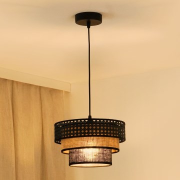 Brilagi - Hängeleuchte an Kabel DAKOTA LUNETA 1xE27/15W/230V Ø 25 cm schwarz/Rattan