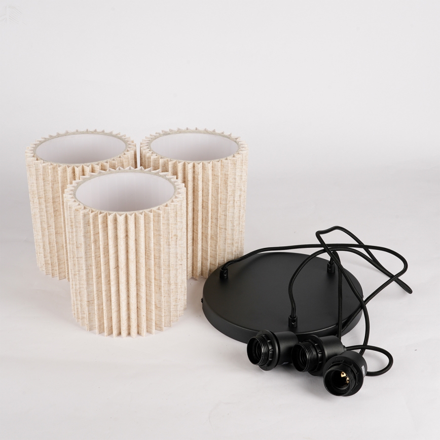 Brilagi - Hängeleuchte an Kabel NORDIC WAVE 3xE27/15W/230V Ø 38 cm Leinen/Schwarz