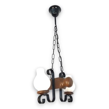 Brilagi - Hängeleuchte an Kette RUSTIC 2xE14/40W/230V Buche/Walnuss