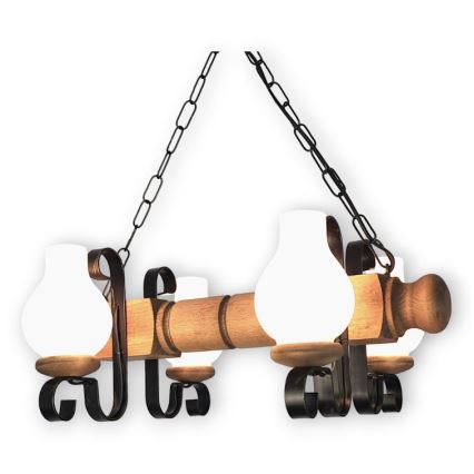 Brilagi - Hängeleuchte an Kette RUSTIC 4xE14/40W/230V Buche