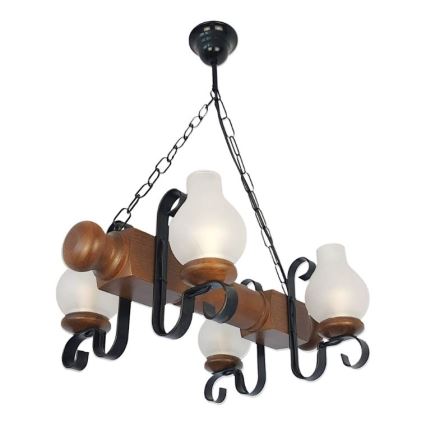Brilagi - Hängeleuchte an Kette RUSTIC 4xE14/40W/230V Buche/Walnuss