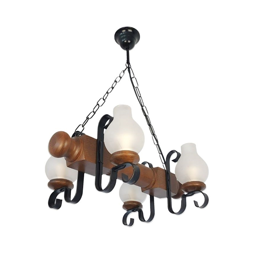 Brilagi - Hängeleuchte an Kette RUSTIC 4xE14/40W/230V Buche/Walnuss