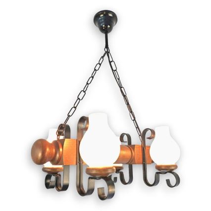 Brilagi - Hängeleuchte an Kette RUSTIC 4xE14/40W/230V Buche/Walnuss