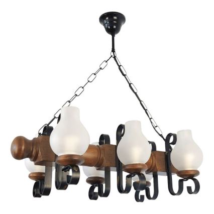 Brilagi - Hängeleuchte an Kette RUSTIC 6xE14/40W/230V Buche/Walnuss