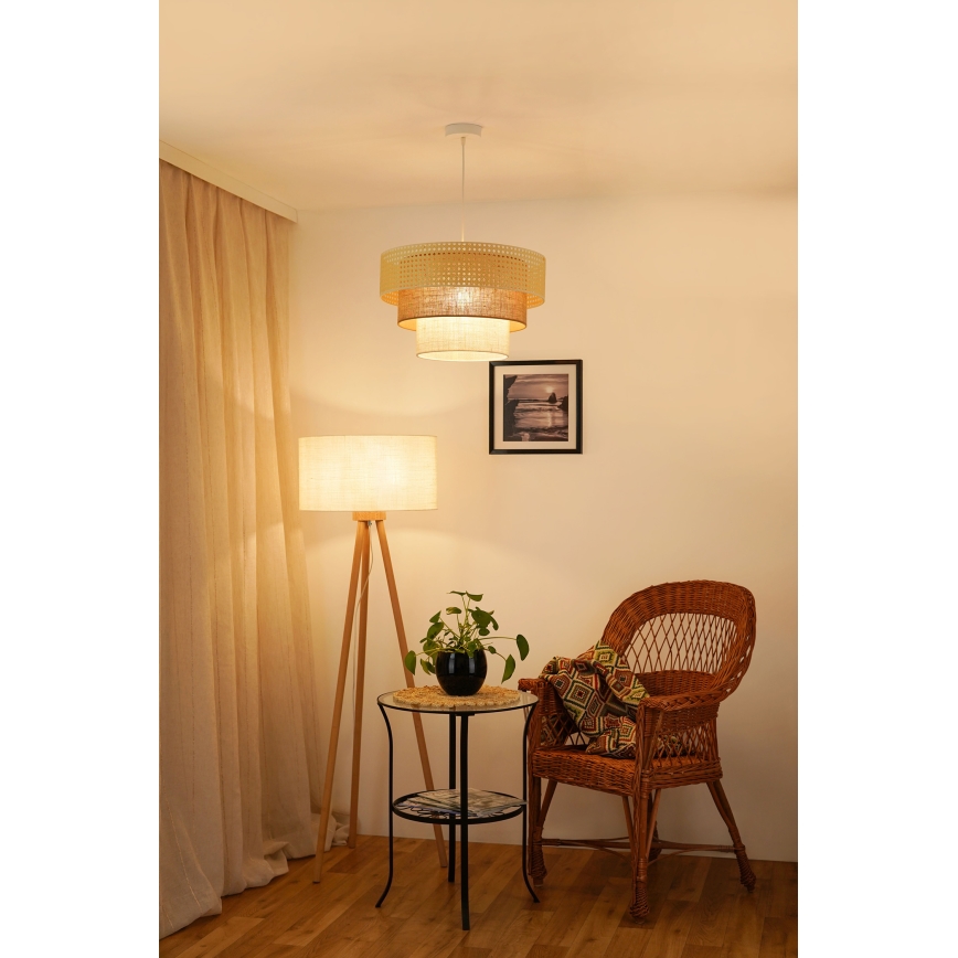 Brilagi - Hängeleuchte an Kabel CEDAR LUNETA 1xE27/15W/230V Ø 45 cm Rattan/braun/creme