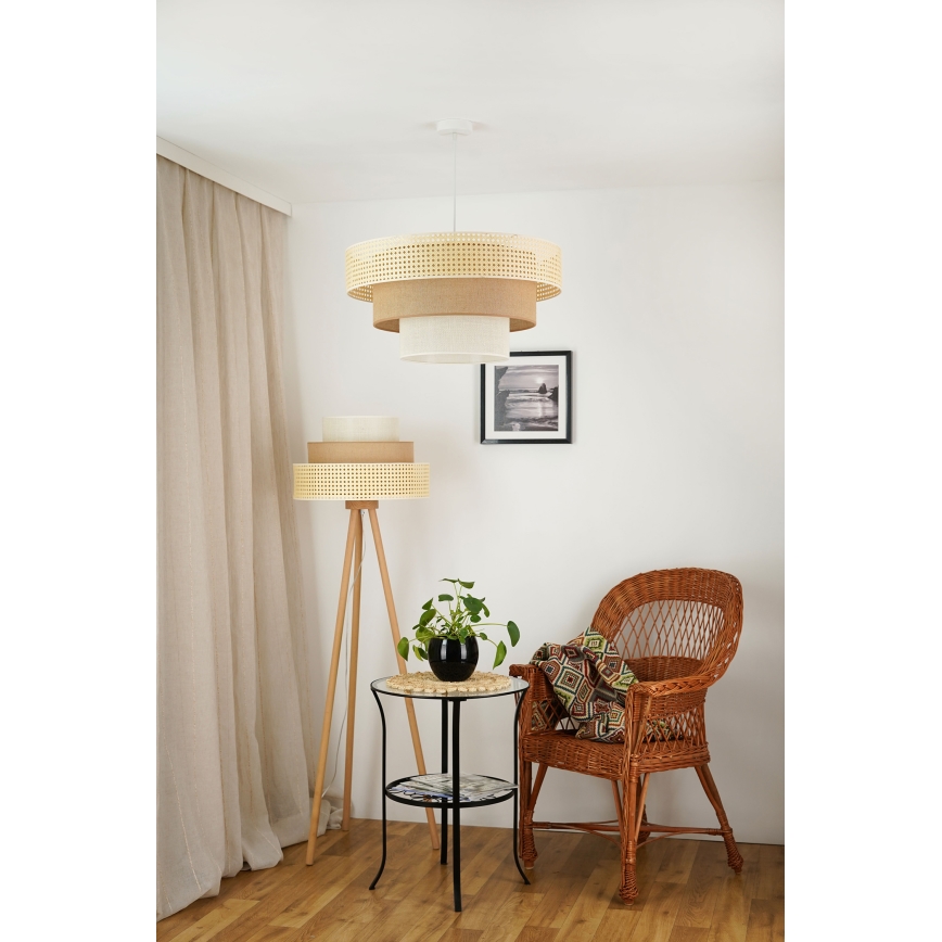 Brilagi - Hängeleuchte an Kabel CEDAR LUNETA 1xE27/15W/230V Ø 60 cm Rattan/braun/creme