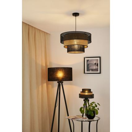 Brilagi - Hängeleuchte an Kabel DAKOTA LUNETA 1xE27/15W/230V Ø 45 cm schwarz/Rattan