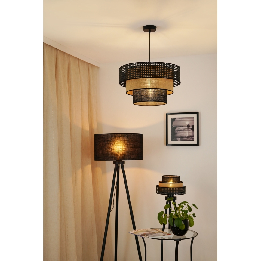 Brilagi - Hängeleuchte an Kabel DAKOTA LUNETA 1xE27/15W/230V Ø 45 cm schwarz/Rattan