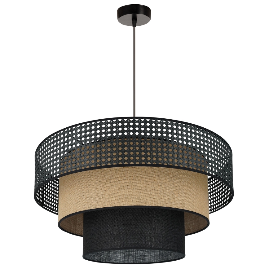 Brilagi - Hängeleuchte an Kabel DAKOTA LUNETA 1xE27/15W/230V Ø 60 cm schwarz/Rattan