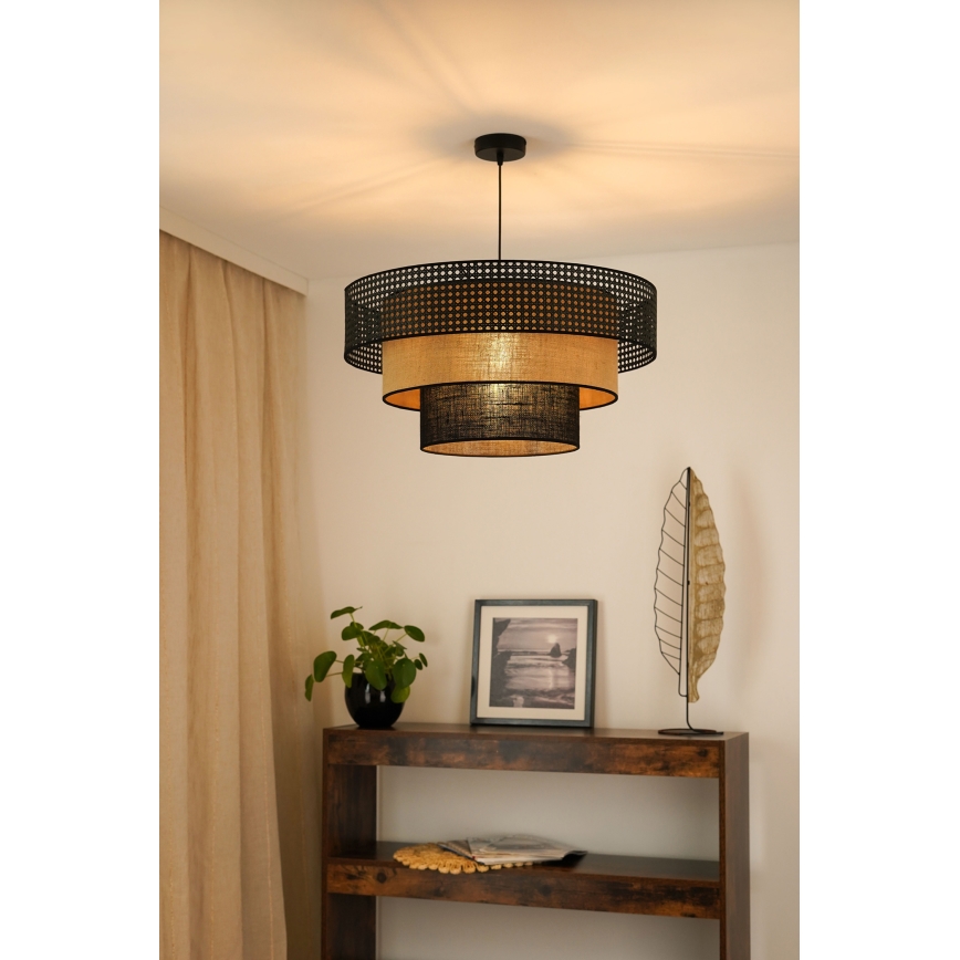Brilagi - Hängeleuchte an Kabel DAKOTA LUNETA 1xE27/15W/230V Ø 60 cm schwarz/Rattan