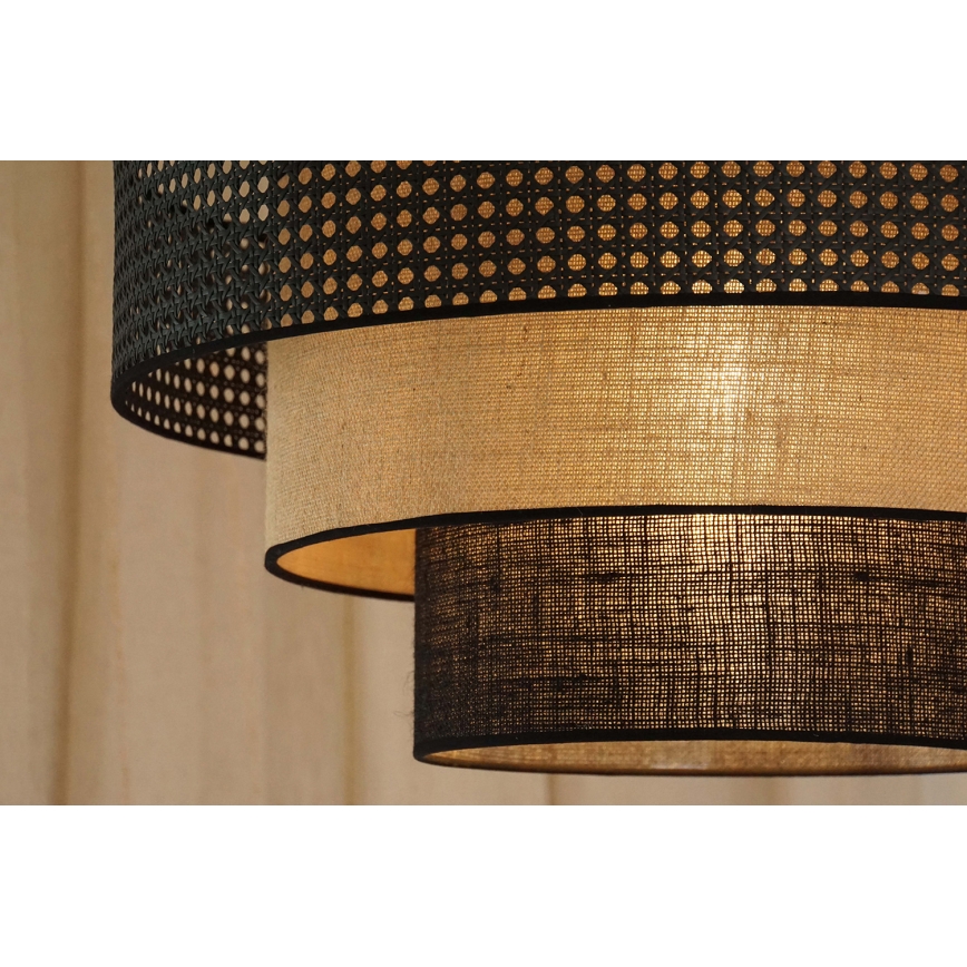 Brilagi - Hängeleuchte an Kabel DAKOTA LUNETA 1xE27/15W/230V Ø 60 cm schwarz/Rattan