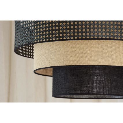 Brilagi - Hängeleuchte an Kabel DAKOTA LUNETA 1xE27/15W/230V Ø 60 cm schwarz/Rattan