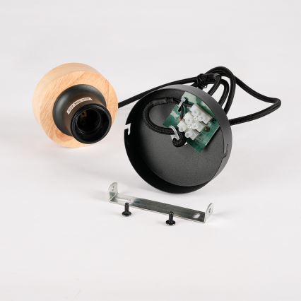 Brilagi - Kabelpendelleuchte BASKLITE 1xE27/15W/230V Gummibaumholz/schwarz