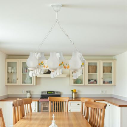 Brilagi - Kronleuchter an Kette QUEEN 6xE14/40W/230V Buche/cremefarben