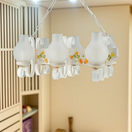 Brilagi - Kronleuchter an Kette QUEEN 6xE14/40W/230V Buche/cremefarben