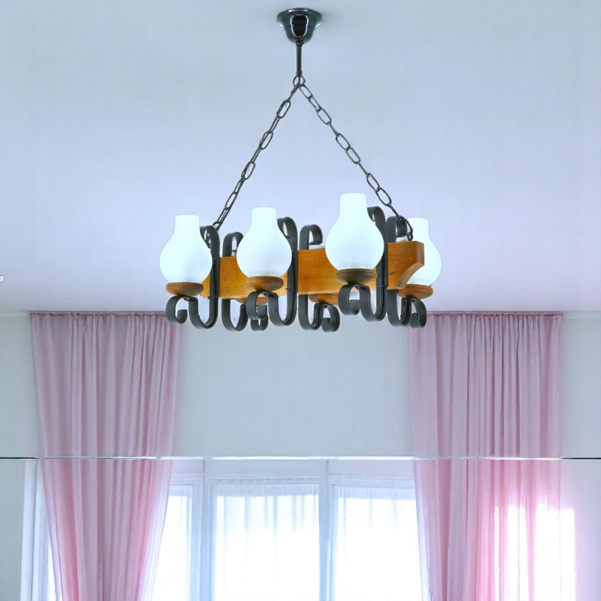 Brilagi - Kronleuchter an Kette QUEEN 6xE14/40W/230V Buche/Walnuss