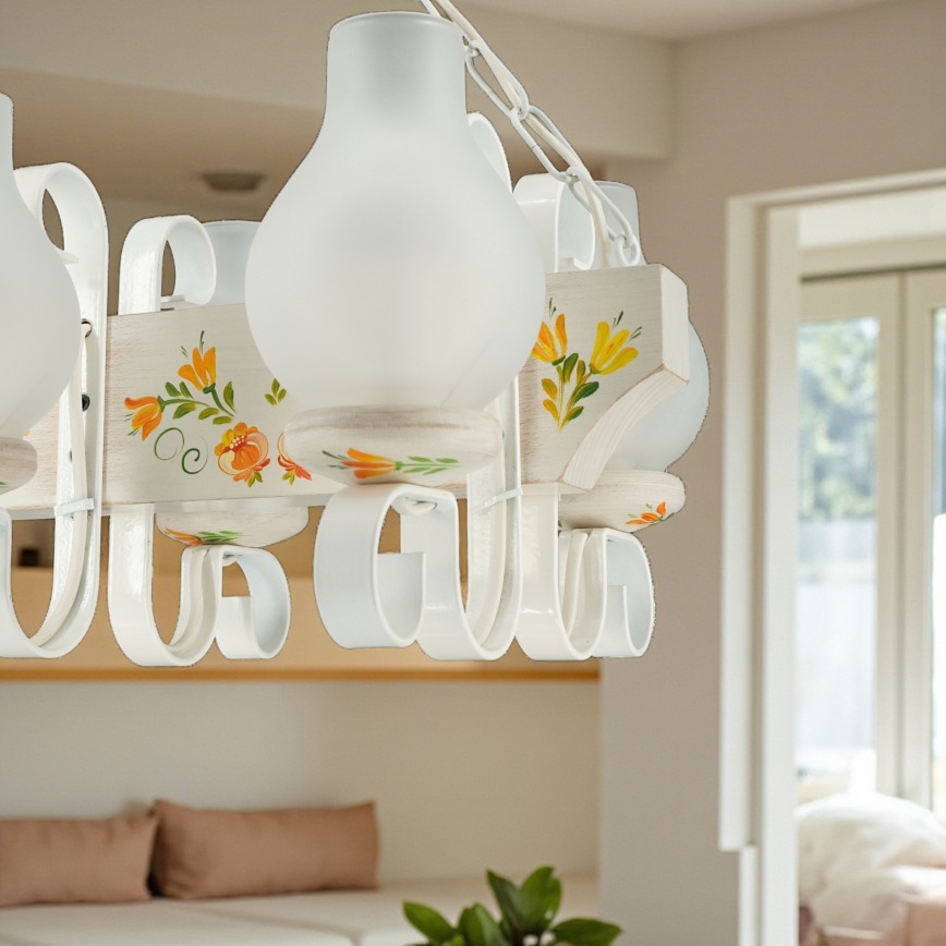 Brilagi - Kronleuchter mit Kette QUEEN 4xE14/40W/230V Buche/cremefarben