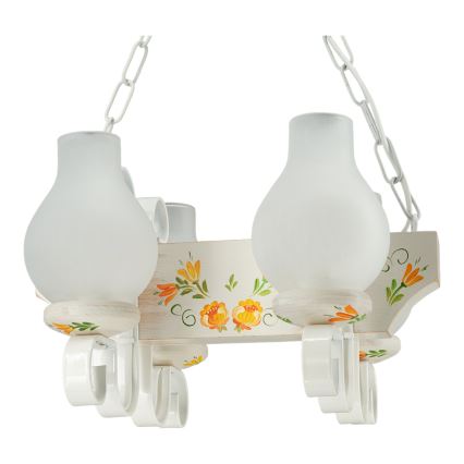 Brilagi - Kronleuchter mit Kette QUEEN 4xE14/40W/230V Buche/cremefarben