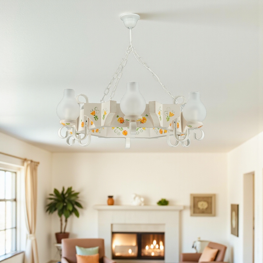 Brilagi - Kronleuchter mit Kette QUEEN 6xE14/40W/230V Buche/Creme