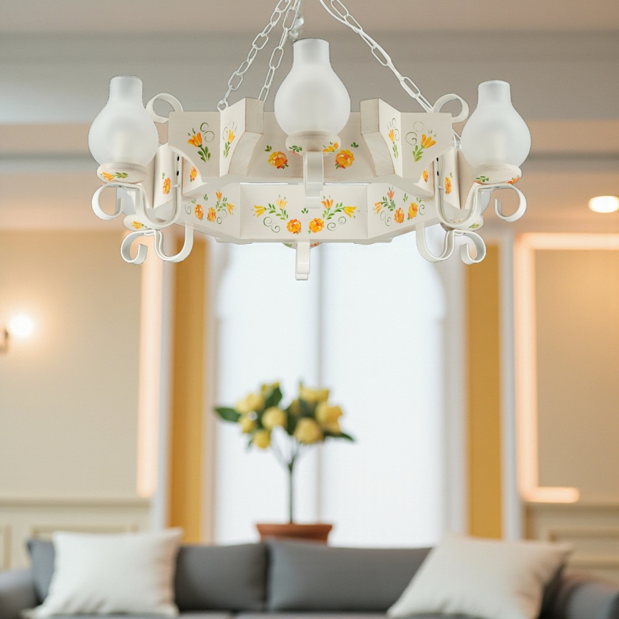 Brilagi - Kronleuchter mit Kette QUEEN 6xE14/40W/230V Buche/Creme