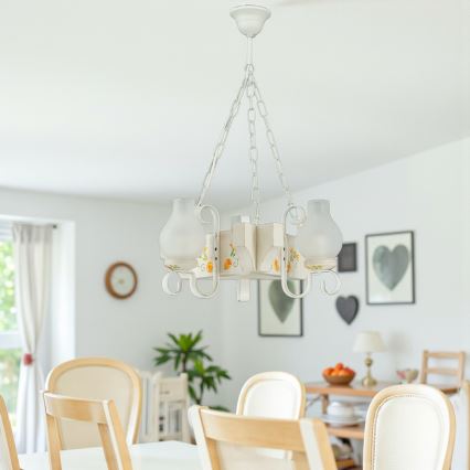 Brilagi - Kronleuchter QUEEN an Kette 3xE14/40W/230V Buche/Creme