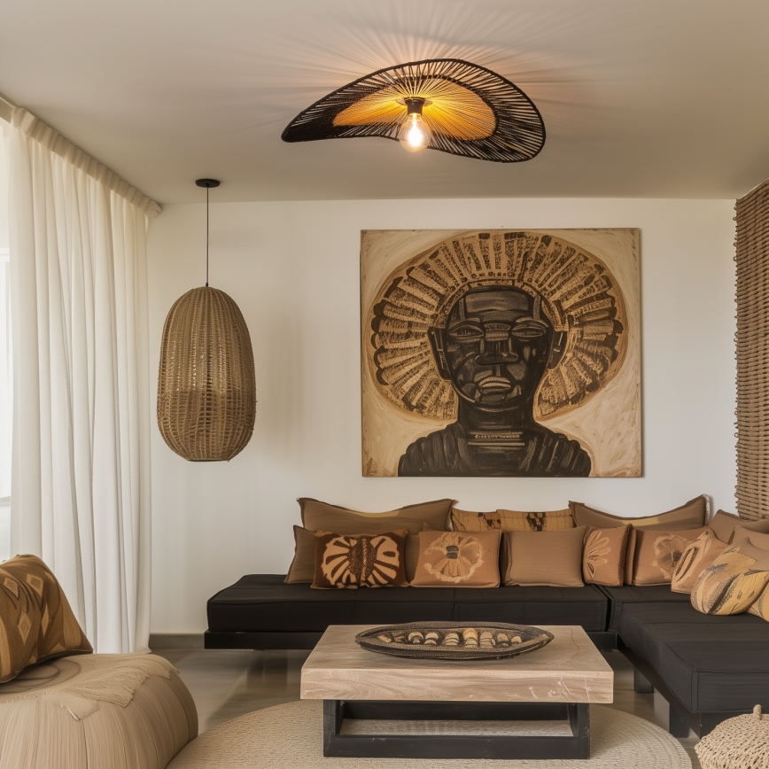 Brilagi - LED-Aufbau-Deckenleuchte CERIA BOHO, 1x E27/40W/230V, Ø 50 cm, schwarz/braun