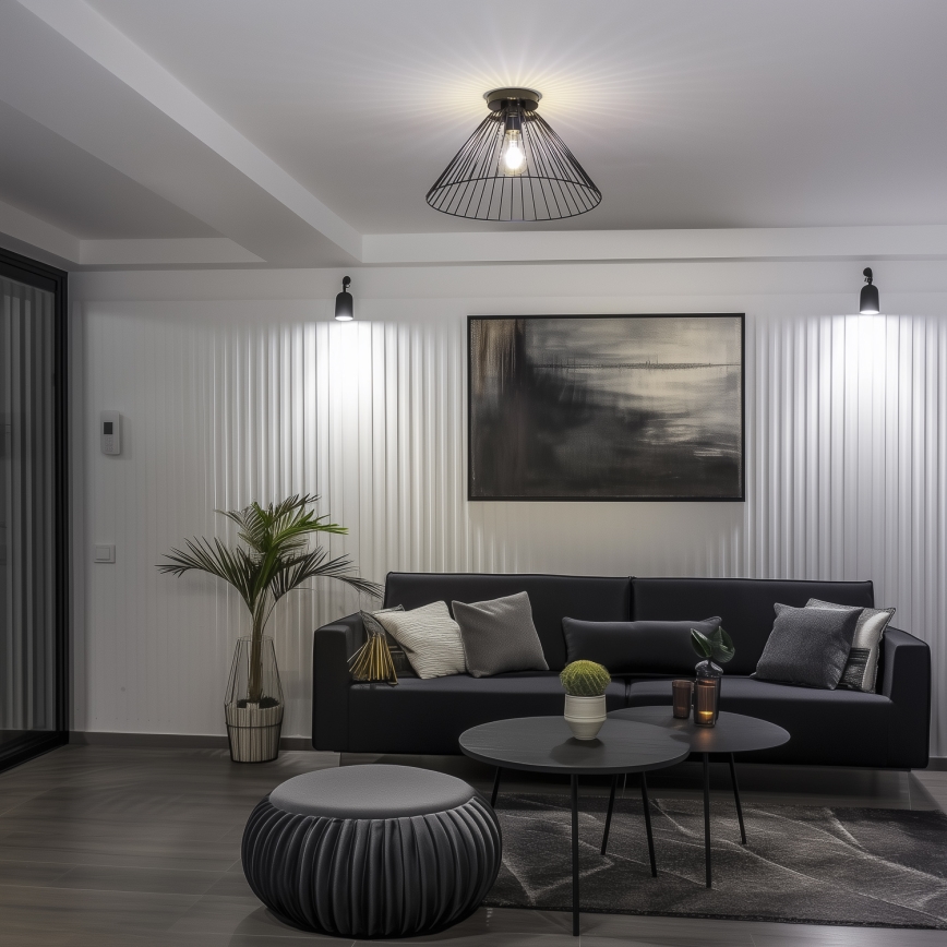 Brilagi - LED-Aufbauleuchte CERIA WIRE 1xE27/40W/230V Ø 45 cm schwarz