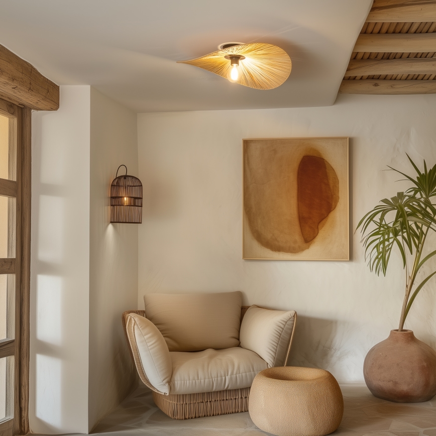 Brilagi - LED-Aufputz-Deckenleuchte CERIA BOHO 1xE27/40W/230V Ø 60 cm Raffia