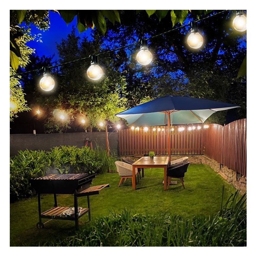 Brilagi - LED Außen-Dekorationskette GIRLANDA 25xE12 20m schwarz IP44 warmweiß