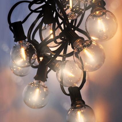 Brilagi - LED Außen-Dekorationskette GIRLANDA 25xE12 20m schwarz IP44 warmweiß