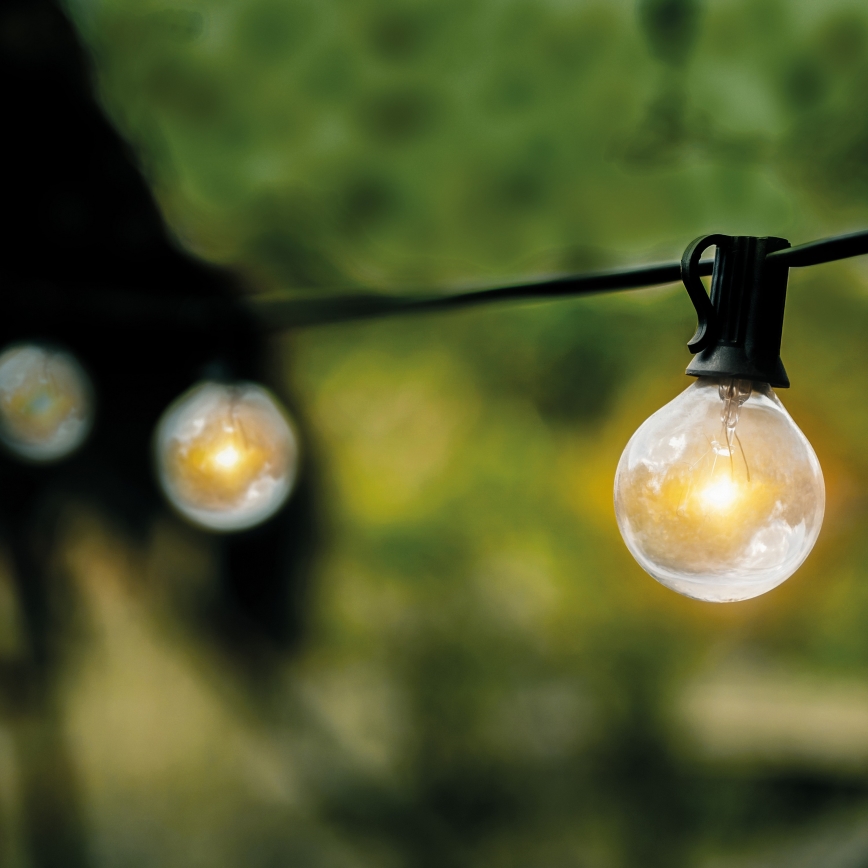 Brilagi - LED Außen-Dekorationskette GIRLANDA 25xE12 20m schwarz IP44 warmweiß