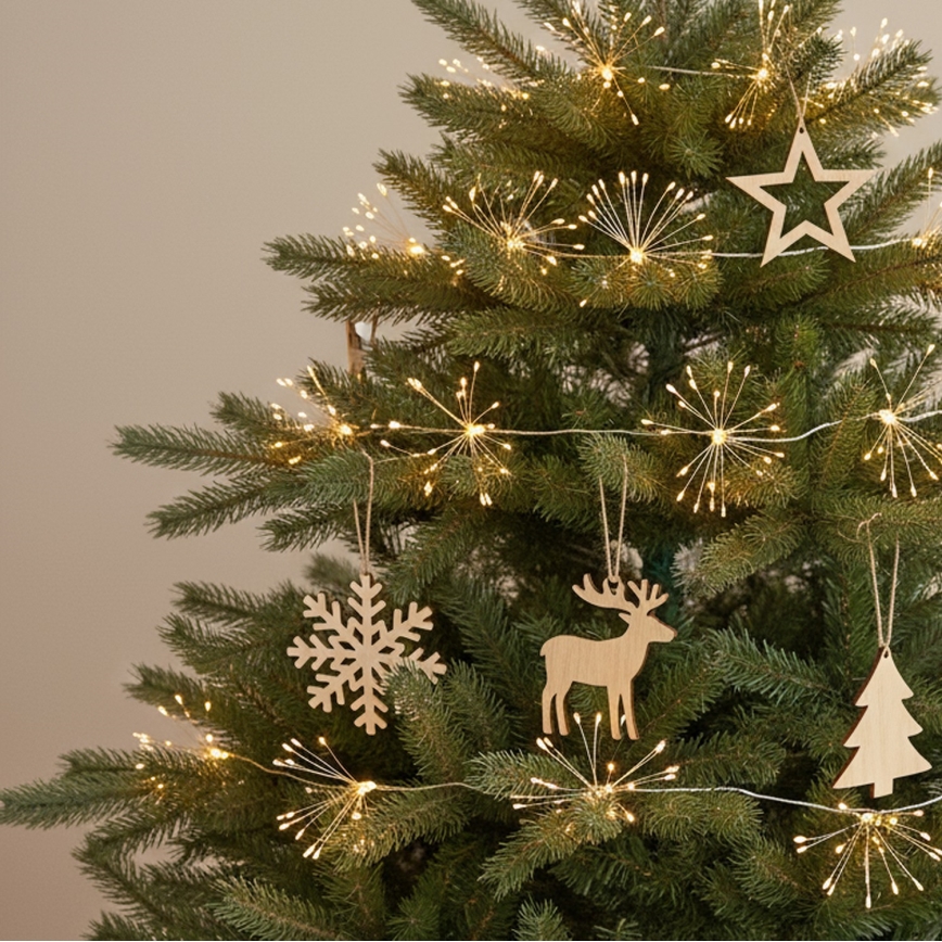 Brilagi - LED-Außen-Weihnachtslichterkette, 150 LEDs, 5 m, IP44, warmweiß, Feuerwerk-Effekt