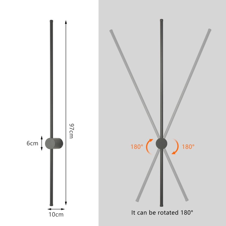 Brilagi - AURA LED-Außenwandleuchte, 20W, 230V, 3000K, IP54, 97 cm, Anthrazit