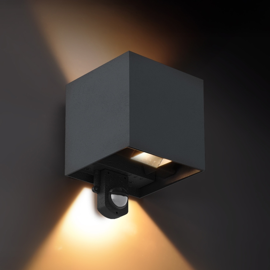 Brilagi - LED-Außenwandleuchte mit Sensor CUBE LED/6W/230V Anthrazit IP65