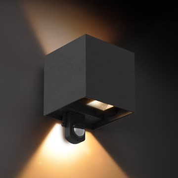 Brilagi - LED-Außenwandleuchte mit Sensor CUBE LED/6W/230V schwarz IP65