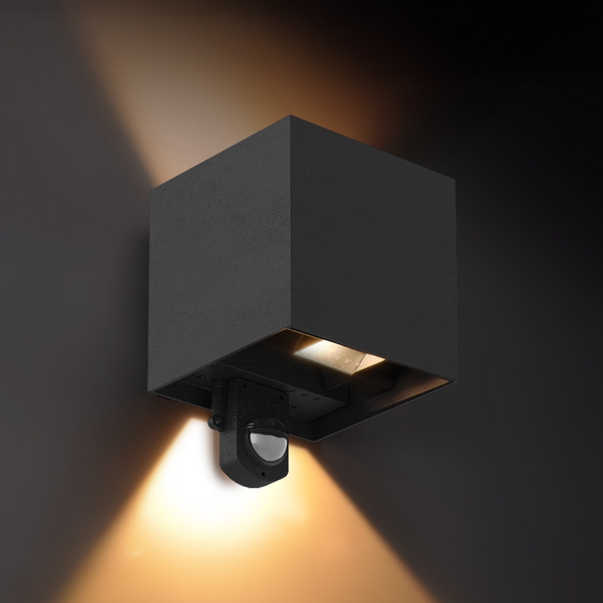 Brilagi - LED-Außenwandleuchte mit Sensor CUBE LED/6W/230V schwarz IP65