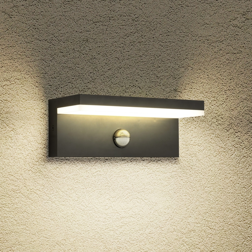 Brilagi - LED-Außenwandleuchte mit Sensor TESSI LED/10W/230V schwarz IP54