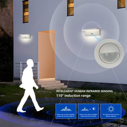 Brilagi - LED Außenwandleuchte mit Sensor TESSI LED/10W/230V weiß IP54