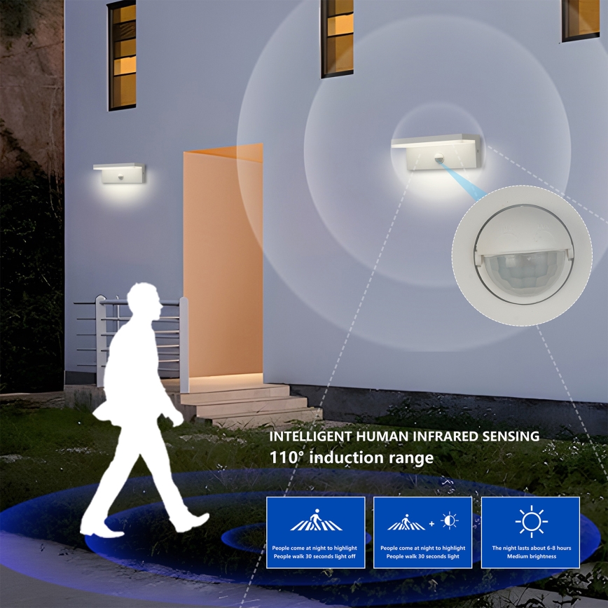Brilagi - LED Außenwandleuchte mit Sensor TESSI LED/10W/230V weiß IP54