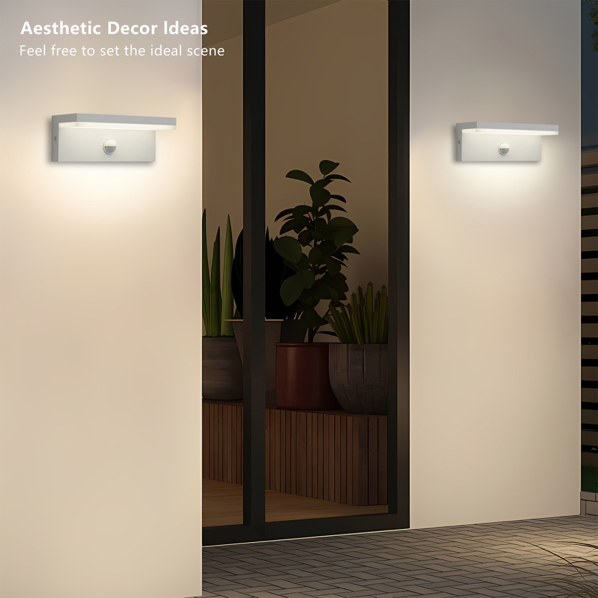 Brilagi - LED Außenwandleuchte mit Sensor TESSI LED/10W/230V weiß IP54