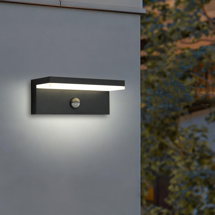 Brilagi - LED-Außenwandleuchte mit Sensor TESSI LED/10W/230V schwarz IP54