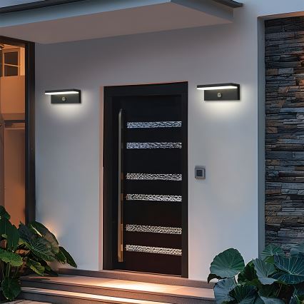 Brilagi - LED-Außenwandleuchte mit Sensor TESSI LED/10W/230V schwarz IP54