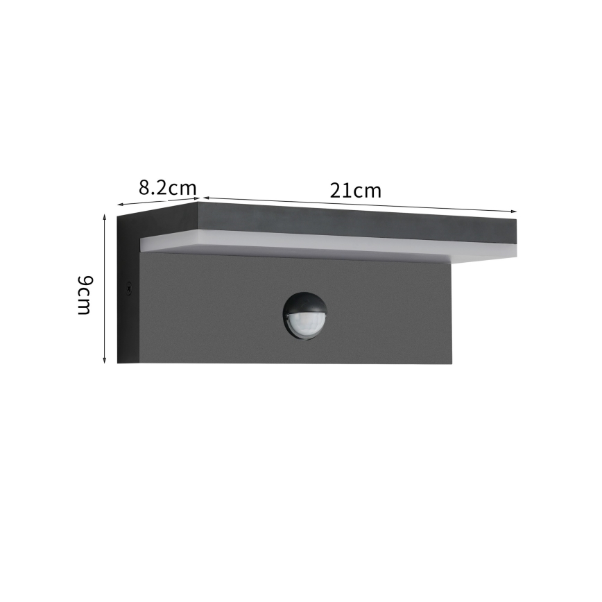 Brilagi - LED-Außenwandleuchte mit Sensor TESSI LED/10W/230V schwarz IP54