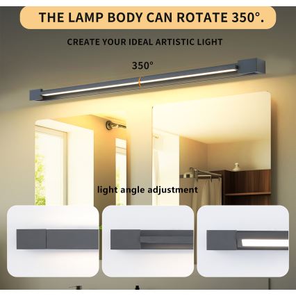 Brilagi - LED-Spiegelleuchte für Badezimmer AQUA LINE LED/36W/230V 120 cm IP44 anthrazit CRI 90