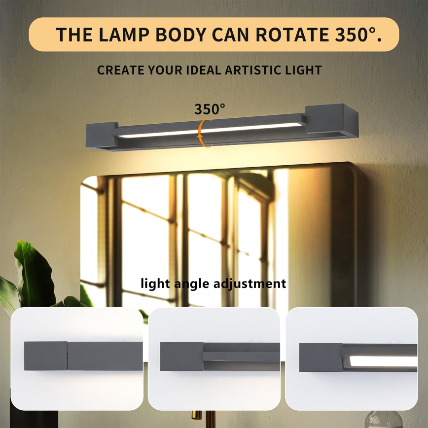 Brilagi - LED-Spiegelbeleuchtung AQUA LINE LED/12W/230V 45 cm IP44 Anthrazit