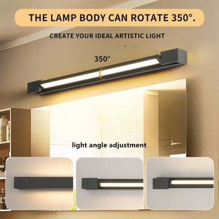 Brilagi - LED-Badezimmer-Spiegelleuchte AQUA LINE LED/18W/230V 60 cm IP44 anthrazit CRI 90